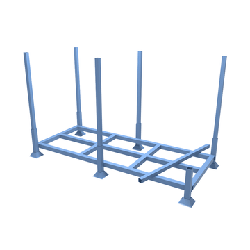 Cad drawing of extended metal post pallets with detachable legs and are available in a variety of lengths